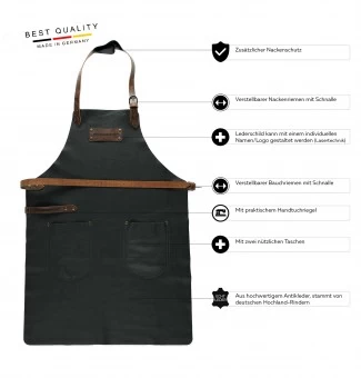 Lederschürze FEUERMEISTER® Schwarz, Riemen Braun 6 Lederschürze FEUERMEISTER® Schwarz, Riemen Braun – Bild 4