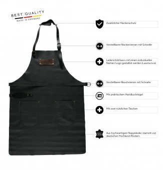 Lederschürze FEUERMEISTER® Schwarz, Riemen Schwarz 8 Lederschürze FEUERMEISTER® Schwarz, Riemen Schwarz – Bild 6