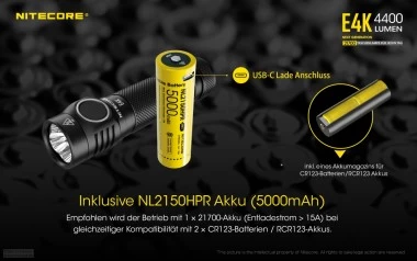 Nitecore E4K 4400 Lumen USB-C 8 Nitecore E4K 4400 Lumen USB-C – Bild 6